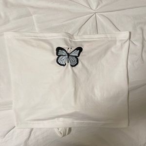 ROMWE Butterfly Cropped Tube Top